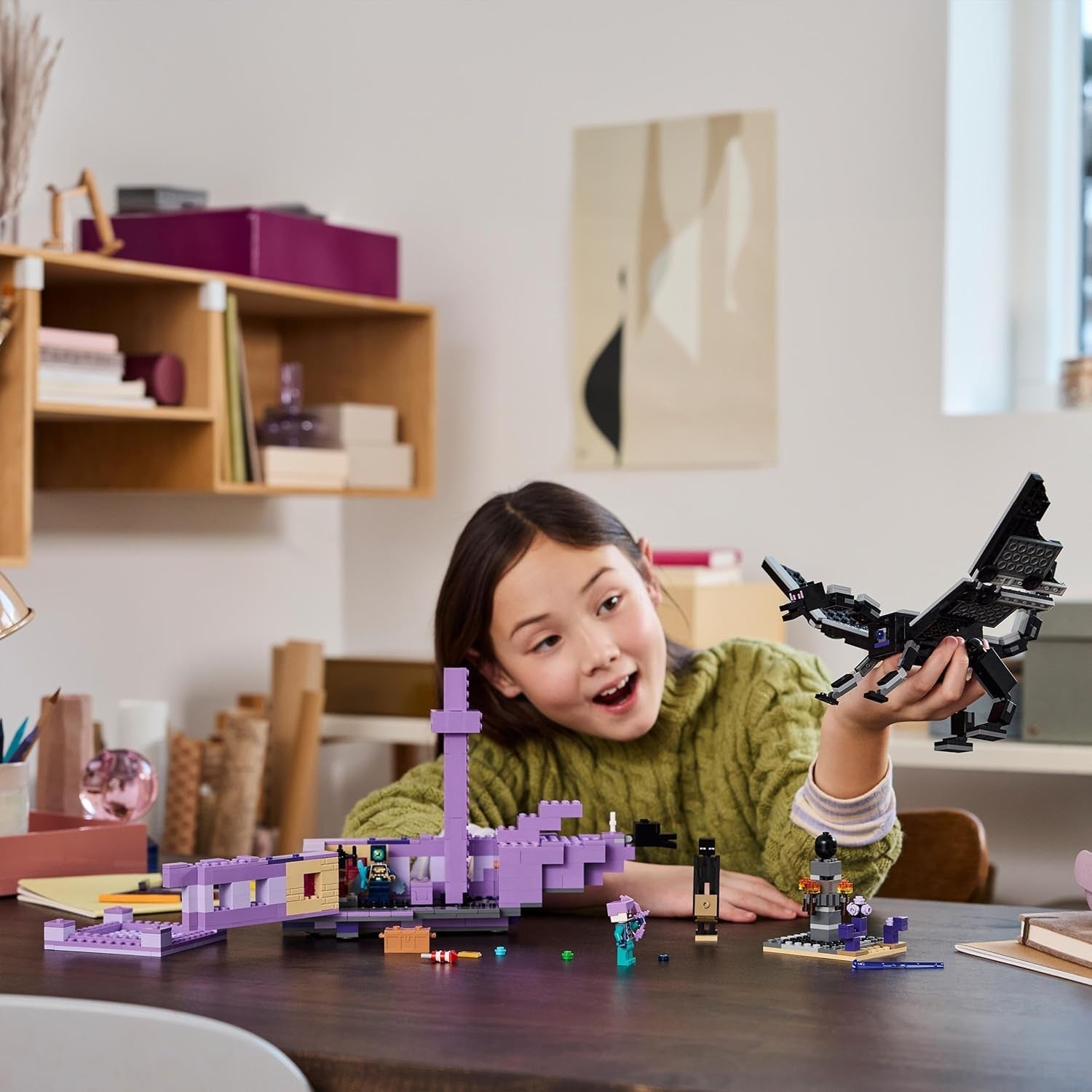LEGO Minecraft The End Dragon și The End Ship, jucărie de acțiune și set de descoperire, set de construcție pentru jocuri video, set de aventură, cadou pentru băieți și fete de la 8 ani 21264 Seturi de constructie Besuche den LEGO-Store