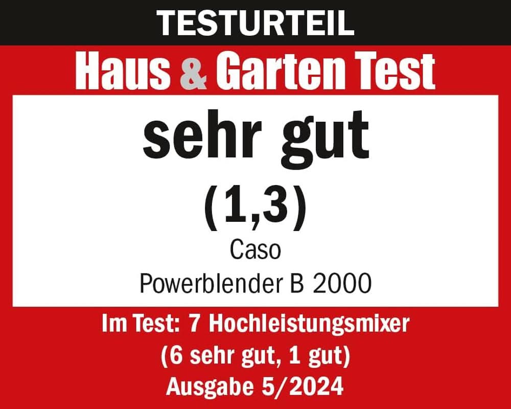 CASO Powerblender B 2000 - Profi Standmixer, 30.000 U/Min, 2000 Watt, Bruchsicherer Tritan-Mixbehälter (2 L), Bpa-Frei, Pulse-, Shake-, Smoothie-Funktion, 8-Fach Messer-System Mit Titanbeschichtung Bucatarie Naty Shop