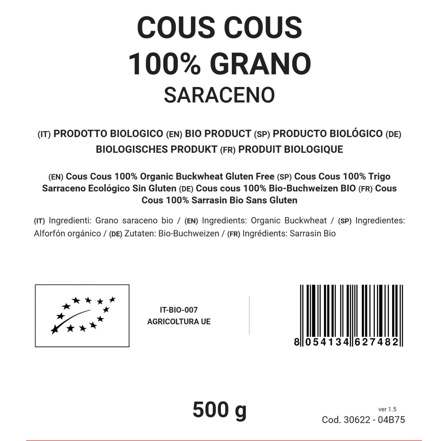 Cuscus hrișcă 100% organică, 500g, fără gluten