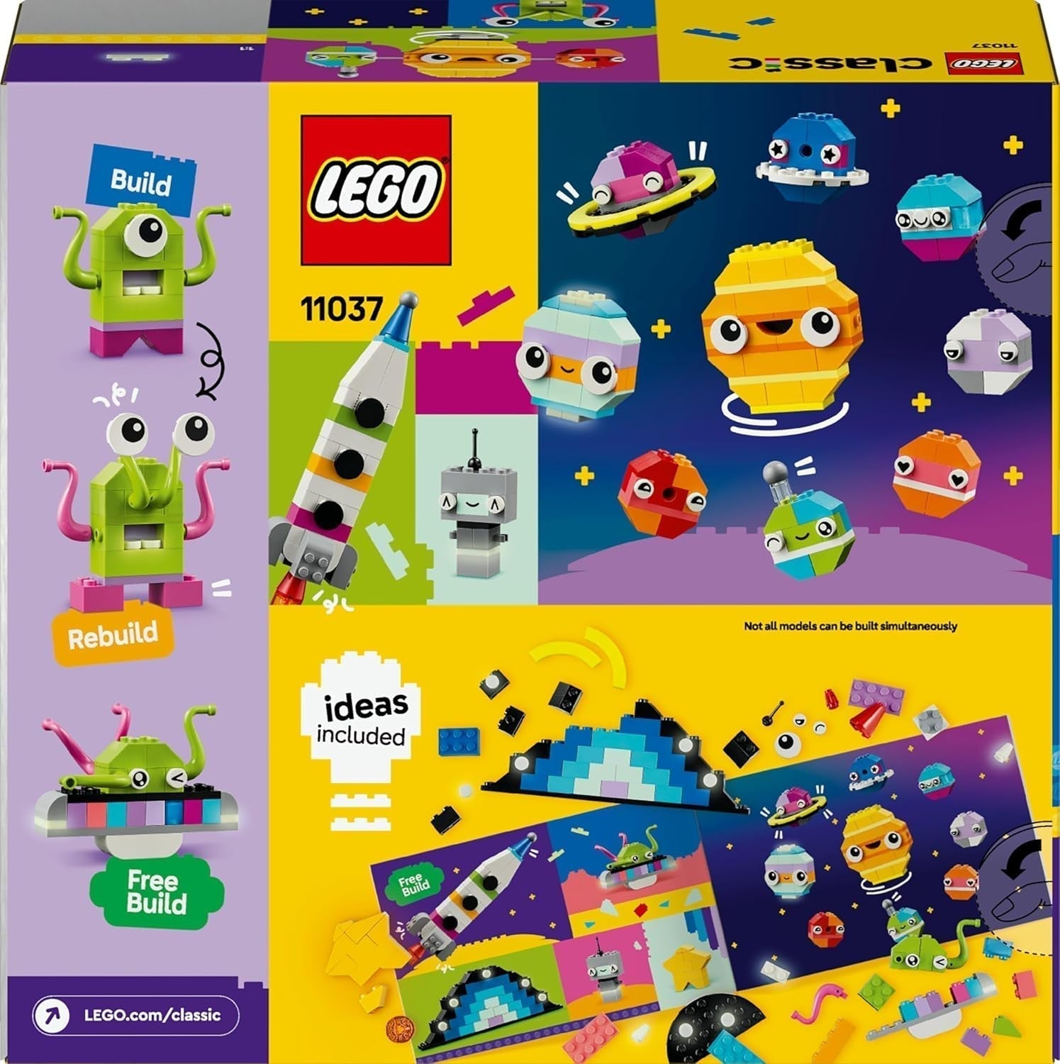 LEGO Classic Creative Space Planets, model construibil al sistemului solar pentru copii, jucărie spațială cu rachetă, navă spațială, planete și extratereștri, cadou pentru copii, băieți și fete de la 5 ani 11037 Seturi de constructie Besuche den LEGO-Store