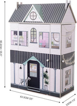 Casă de păpuși interactivă din lemn pentru copii, Olivia's Little World, Dreamland, cu 3 etaje și 13 accesorii pentru mobilier de păpuși, albă, TD-13632A