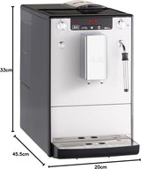 Melitta Solo & Milk - aparat de cafea subțire complet automat cu spumator de lapte, aparat de cafea cu rezervor de apă detașabil, de exemplu cafea sau cappuccino, argintiu