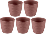 Set de 5 ghivece maro, diametru 16 cm – Ghivece robuste din plastic – Jardinieră decorativă cu opțiune de drenaj – Ghiveci elegant pentru interior și exterior