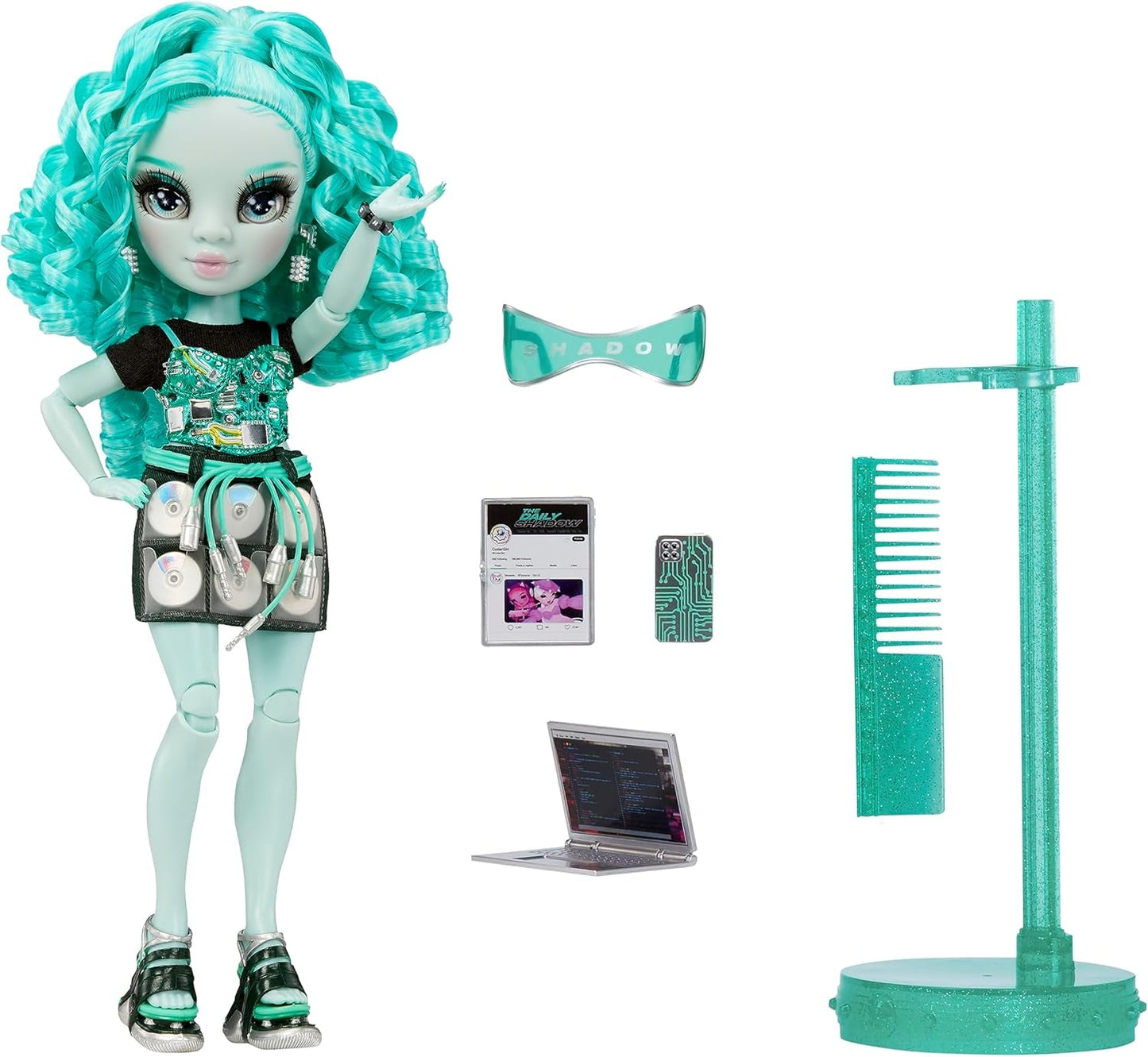 Rainbow High Shadow High Seria 3 - Berrie Skies - Păpușă de modă verde - Ținută la modă și peste 10 accesorii de joacă colorate - Ideală pentru copii cu vârste între 4 și 12 ani și colecționari