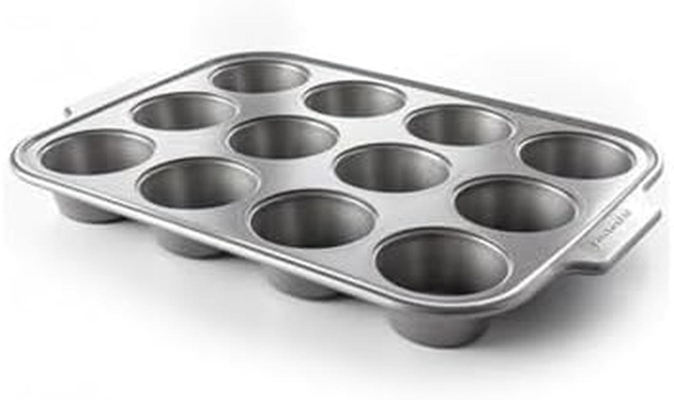Tavă de brioșe Kitchenaid pentru produse de copt din oțel aluminizat, antiaderentă, rezistentă la cuptor, se poate spăla în mașina de spălat vase, gri Matrite si tavi pentru copt Naty Shop