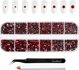 Beadsland 2500Pcs Glas Nailart Strasssteine Kristall Flatback Edelsteine Runde, ​​Für Handwerk Gemischt 8 Größen SS4 ~ SS30 Mit Picking Pinzette Und Stift (Kristall Weiss)