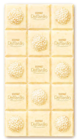 Baton de ciocolată Ferrero Raffaello – Cadou de Ziua Îndrăgostiților pentru el și ea – Ciocolată albă cu cremă de cocos și migdale – 1 baton de ciocolată x 90g