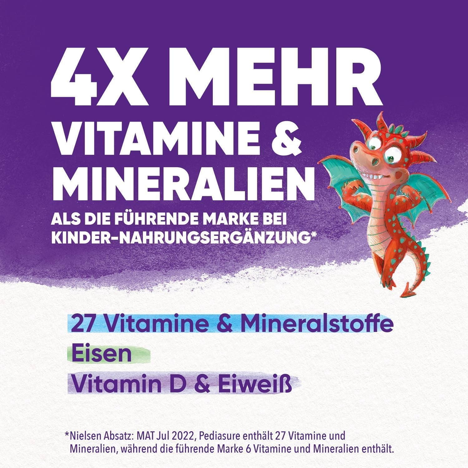 Pediasure Kids Dragon Power Chocolate 400g | Shake delicios ca supliment nutritiv pentru copii de la 1 an | Cu 27 de vitamine și minerale, proteine și complex triplesure | Ambalajul poate varia