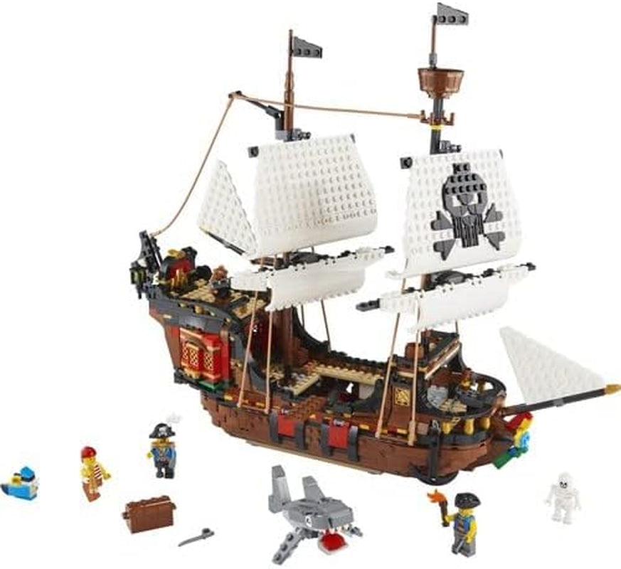 Set navă pirat LEGO Creator 3 în 1, jucărie cu 3 opțiuni de construcție, construiește o tavernă pirat sau o insulă pirat cu craniu, include 3 minifigurine pentru aventuri de rol 31109 Seturi de constructie Besuche den LEGO-Store