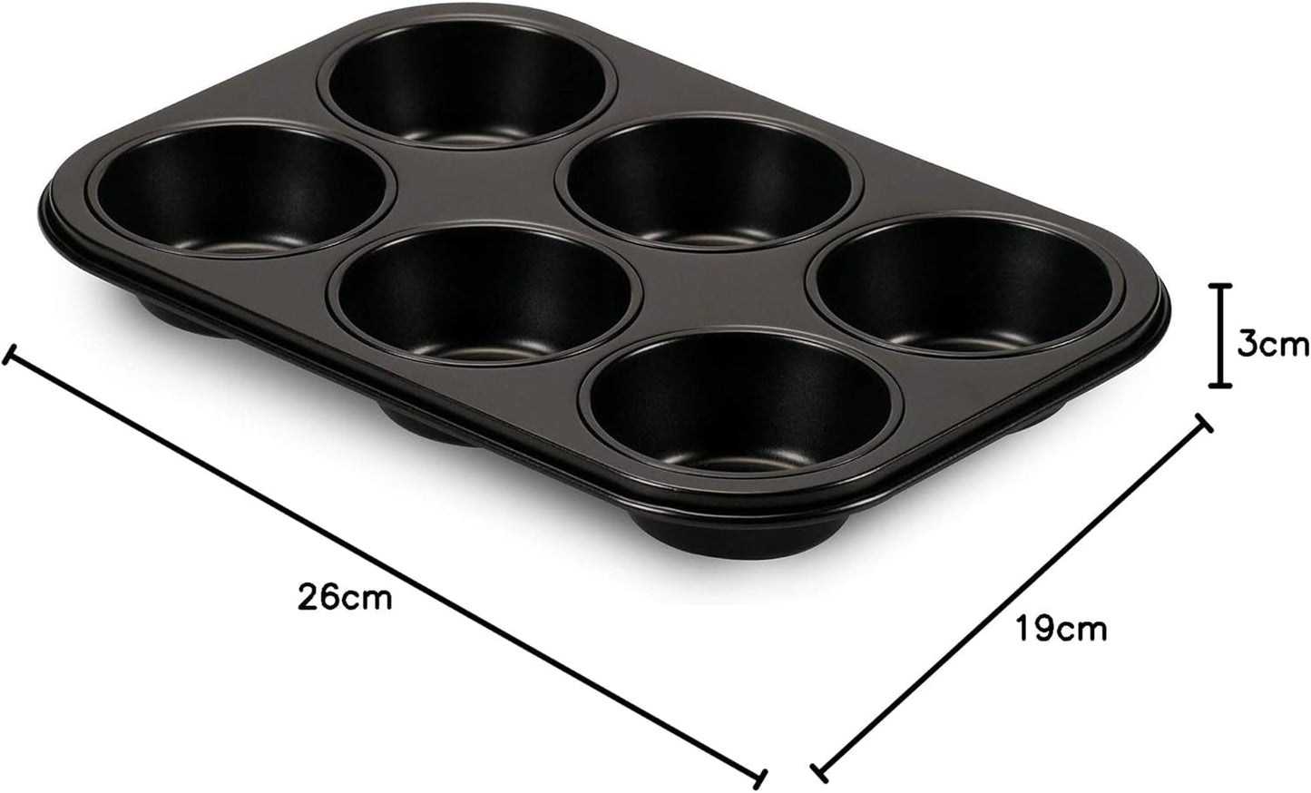 , Formați 6 brioșe 18.5x27cm, negru Matrite si tavi pentru copt Naty Shop