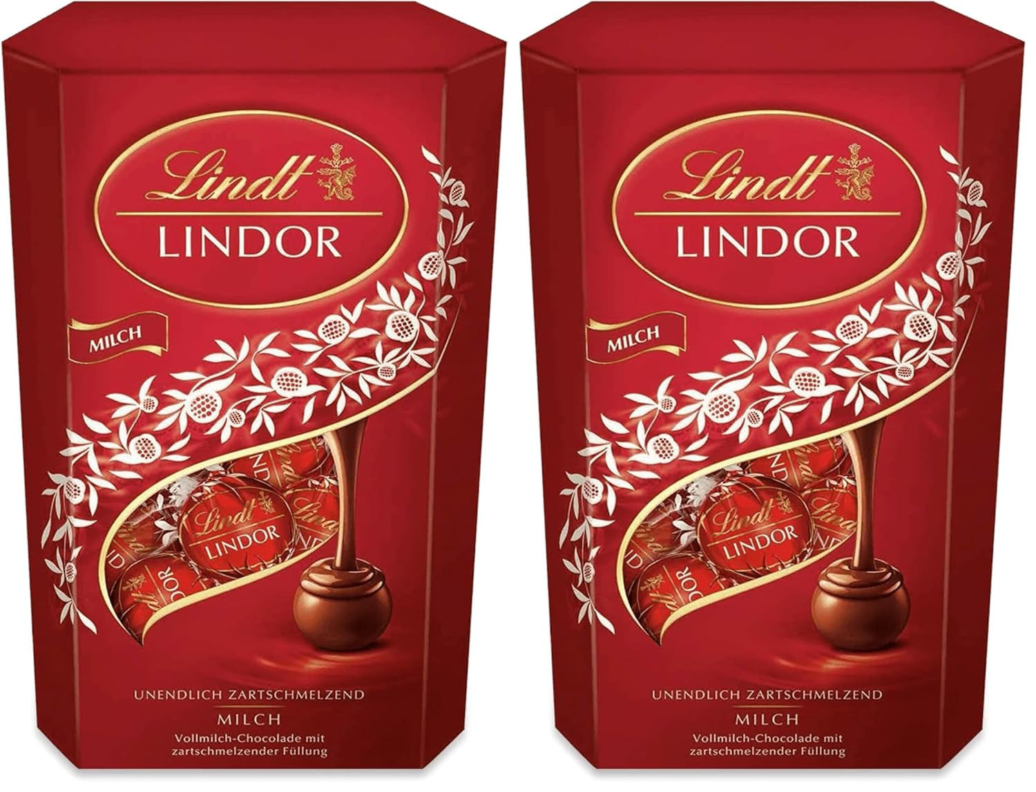 Ciocolată Lindt | Cornet de ciocolată cu lapte LINDOR | 500g | 38 de bile de ciocolată cu lapte cu umplutură care se topește în gură | Cadou de ciocolată