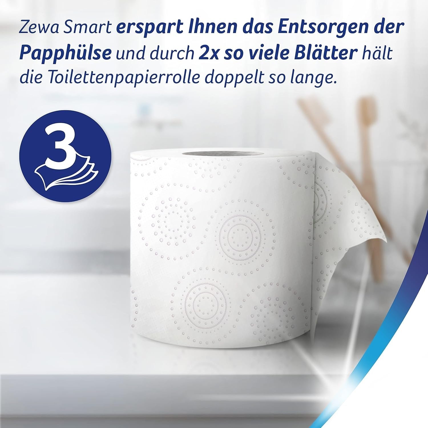 Zewa Smart hârtie igienică fără manșon, pachet vrac cu 36 de role (9 X 4 X 300 foi)