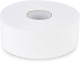 Hârtie igienică Quicky Jumbo 2 straturi, 25 cm Ø, alb strălucitor, relief cu puncte fine, 6 role - absorbantă și rezistentă la rupere pentru igienă maximă, ideală pentru instituțiile publice și industrie