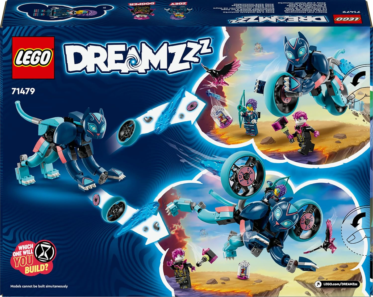 Motocicleta pisicii lui Zoey LEGO Dreamzzz 2 în 1, cadou pentru copii cu vârsta peste 7 ani, figurină de animale de reconstruit, motocicletă de jucărie, set de joacă fantezie pentru băieți și fete 71479 Seturi de constructie Besuche den LEGO-Store