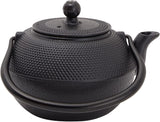 Set de ceai japonez Juvale cu ceainic din fontă (1200 ml), farfurie și 2 căni, set de ceai în stil Tetsubin, negru