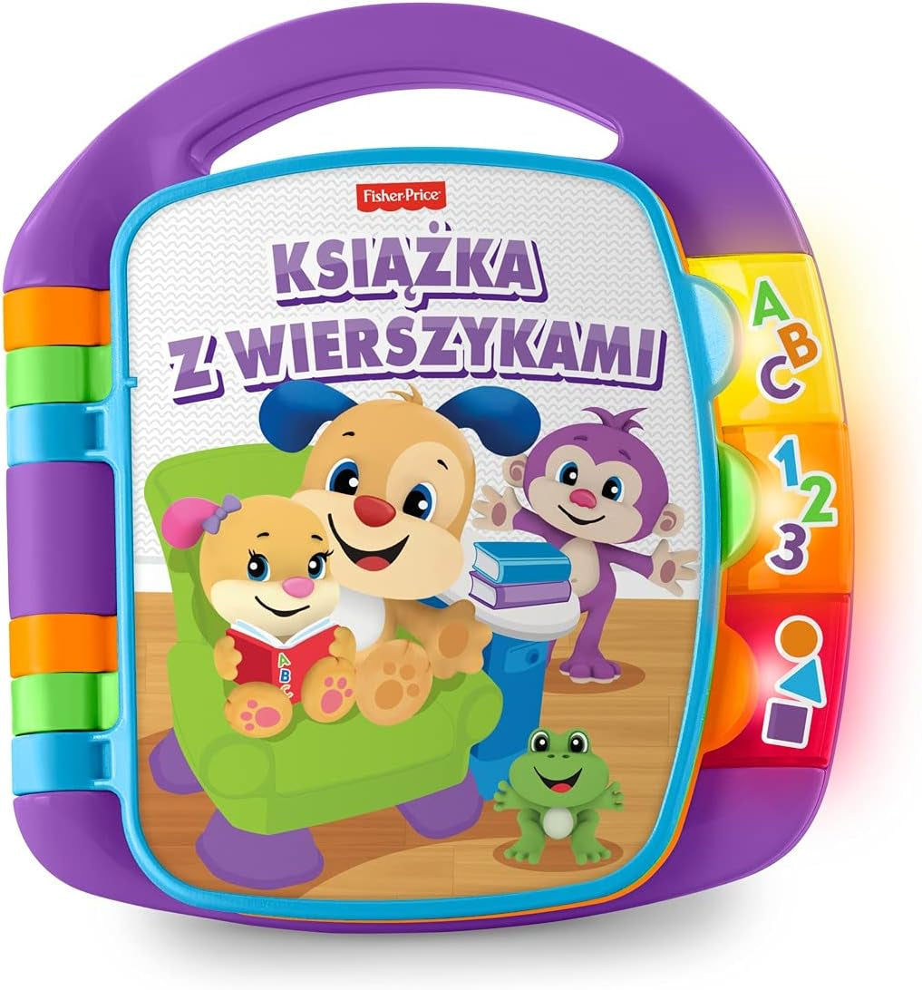 Fisher-Price distracție de învățare, carte de cântece, carte de muzică pentru copii, jucărie muzicală pentru copii, carte electronică pentru copii, de la 6 luni, versiune germană, CDH40 Jucarii Bebe Naty Shop poloneză