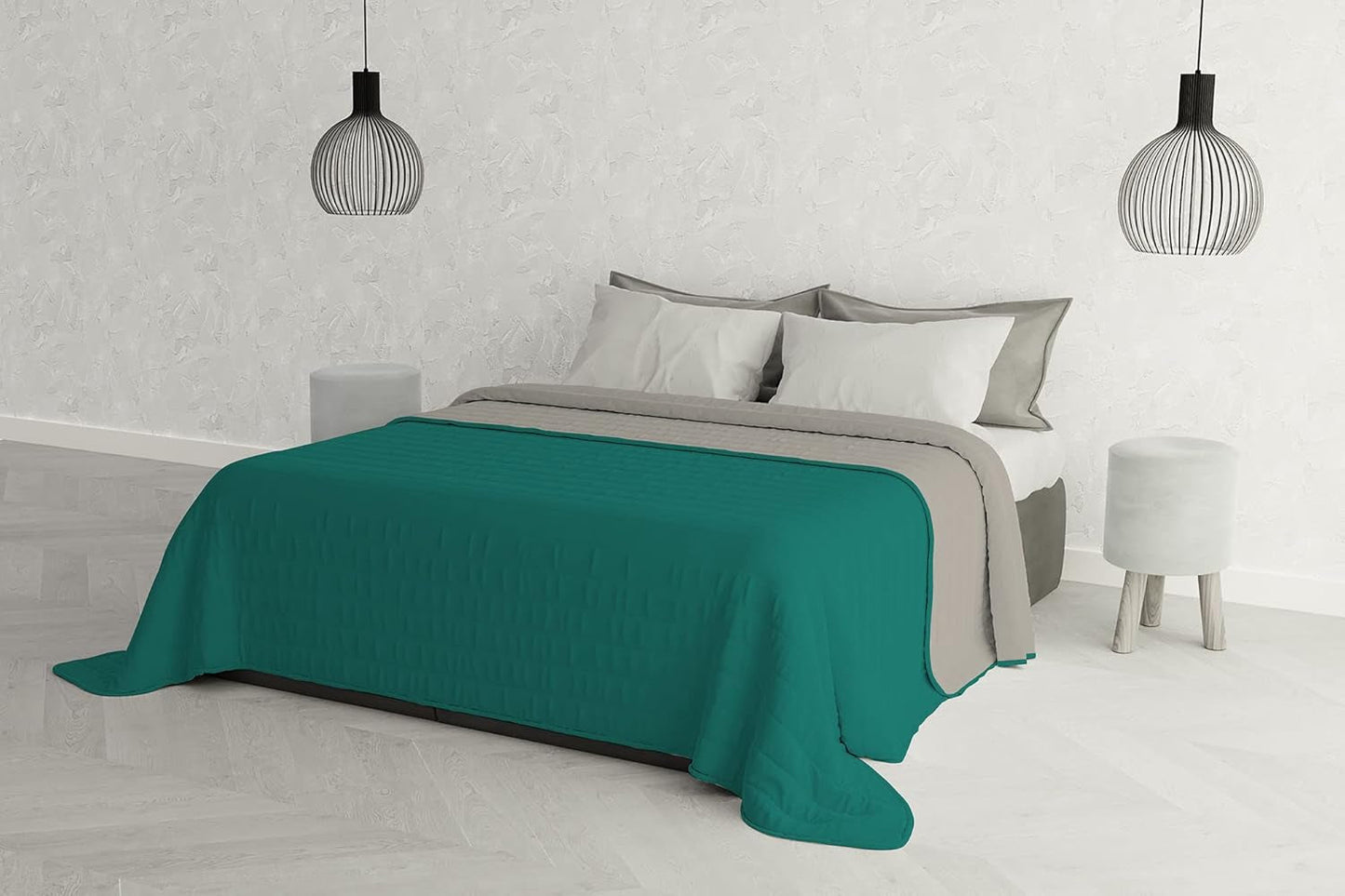 Lenjerie de pat italiană Estivo pat simplu, lenjerie, Aqua, 170 X 270 Cm Plapumi si pilote Naty Shop Aqua/gri 260 X 270 Cm
