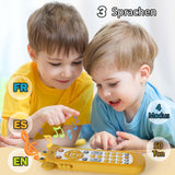 Jucărie telecomandă pentru bebeluși cu lumină și muzică, inel de dentiție din silicon moale, covoraș drăguț pentru târâre, joc muzical realist cu telecomandă în 3 limbi, jucărie educațională timpurie pentru copii de peste 6 luni