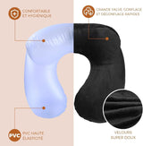 Pernă de călătorie gonflabilă, pernă de călătorie cu mască de somn + dopuri pentru urechi + sac de transport, super ușor și portabil, ideal pentru avion, mașină, casă, birou, negru Perne calatorie Naty Shop