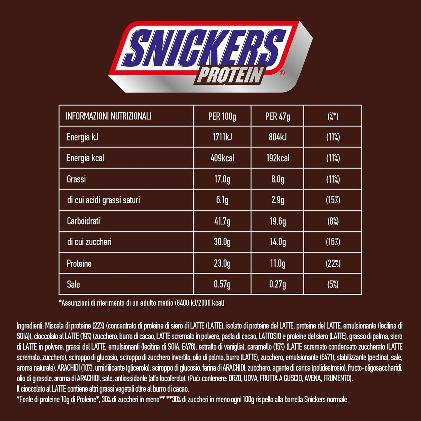 Snickers Batoane Proteice Cu Ciocolata - Gust Bogat Cu Alune Caramel Si Nuga, Pachet Vrac 18x47g