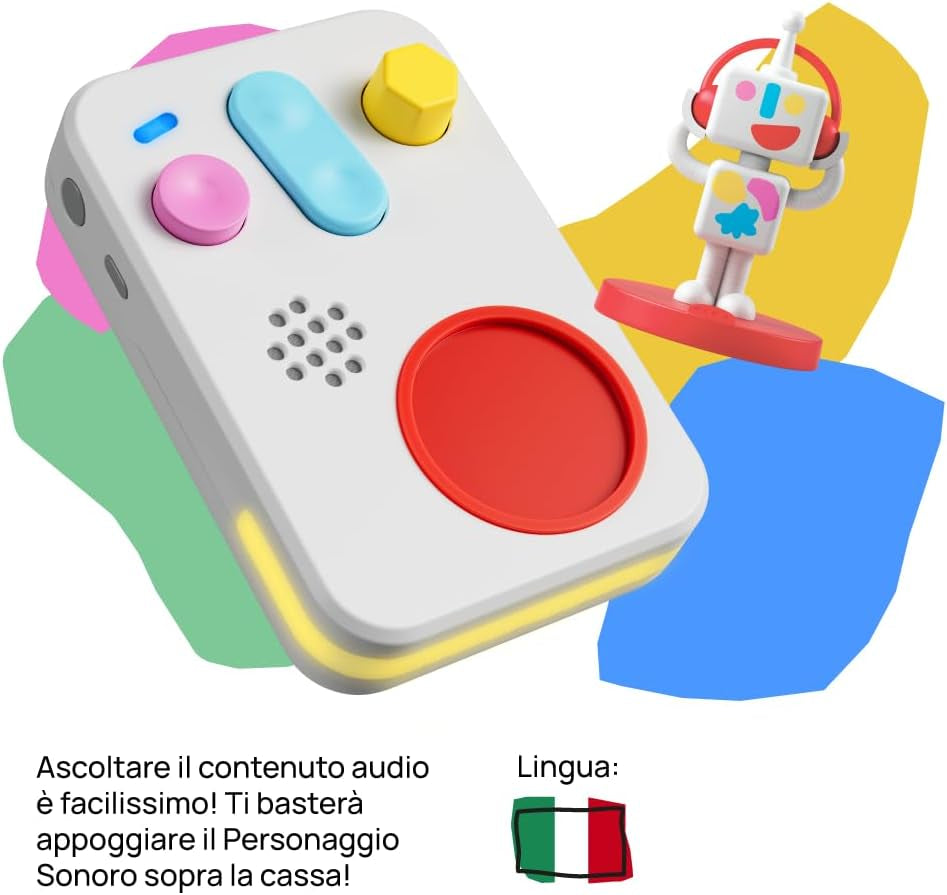 + Povestitor interactiv pentru copii cu conținut audio de la 0 la 10 ani, cutie audio cu figura sonoră -Me, lumină de noapte, rutină de somn, joc muzical de învățare, versiune italiană Jucarii Bebe Naty Shop