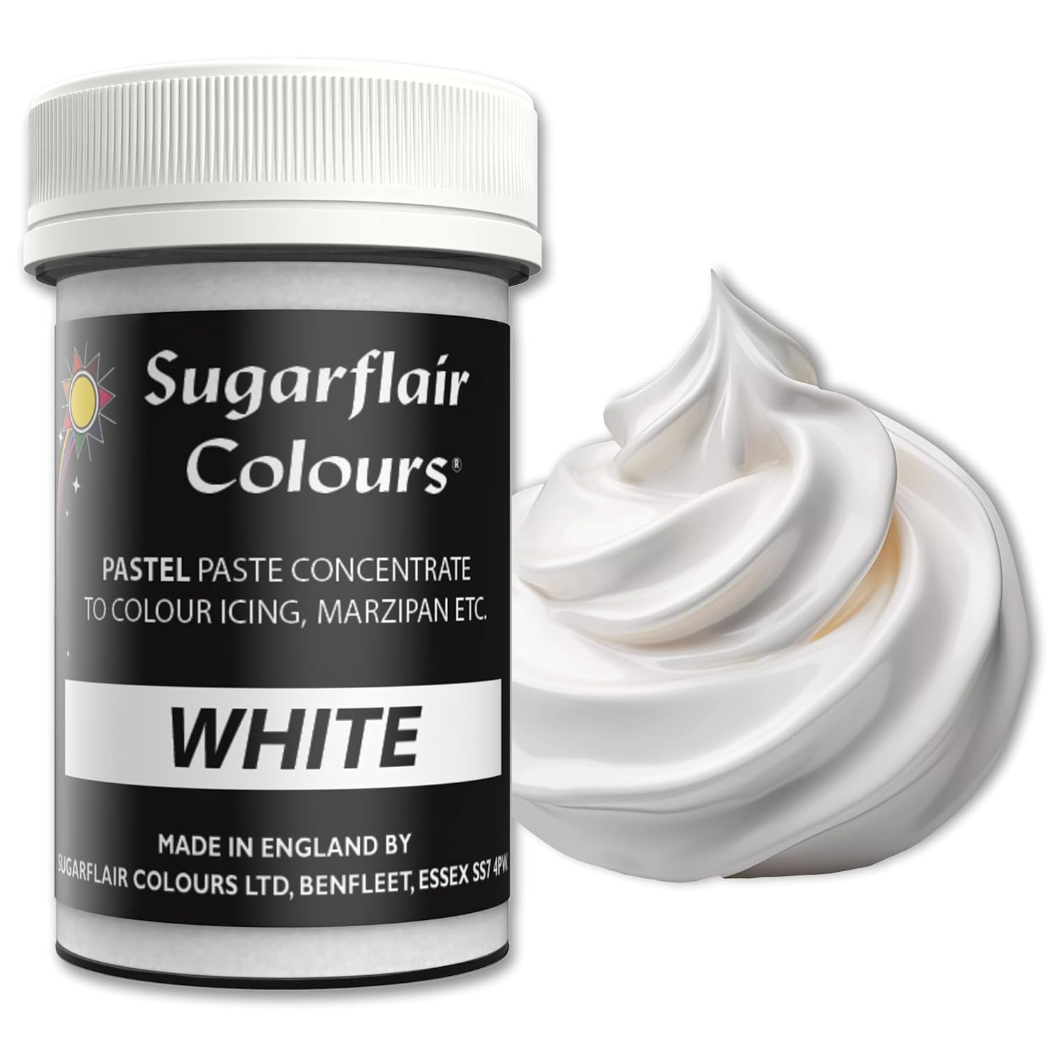 Colorant alimentar alb pentru paste Sugarflair, colorant alimentar pentru paste, fondant și marțipan, coloranți pastă - 25g