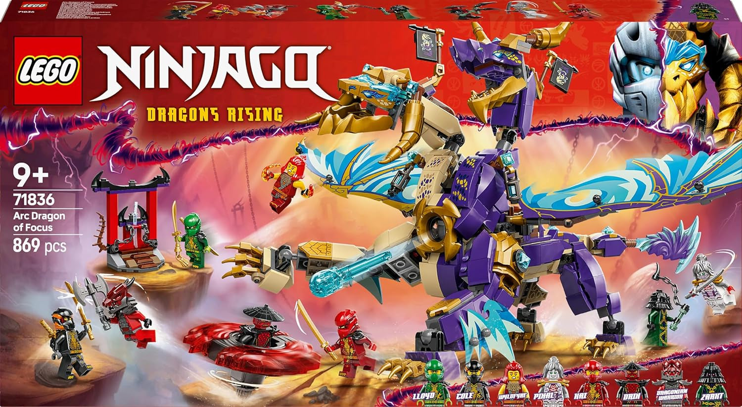 LEGO NINJAGO Lightbow Dragon - jucărie cu 8 minifigurine și o rotiță Spinjitzu - jucărie de construcție ninja interactivă pentru băieți și fete de peste 9 ani - idee de cadou pentru fani 71836 Seturi de constructie Besuche den LEGO-Store