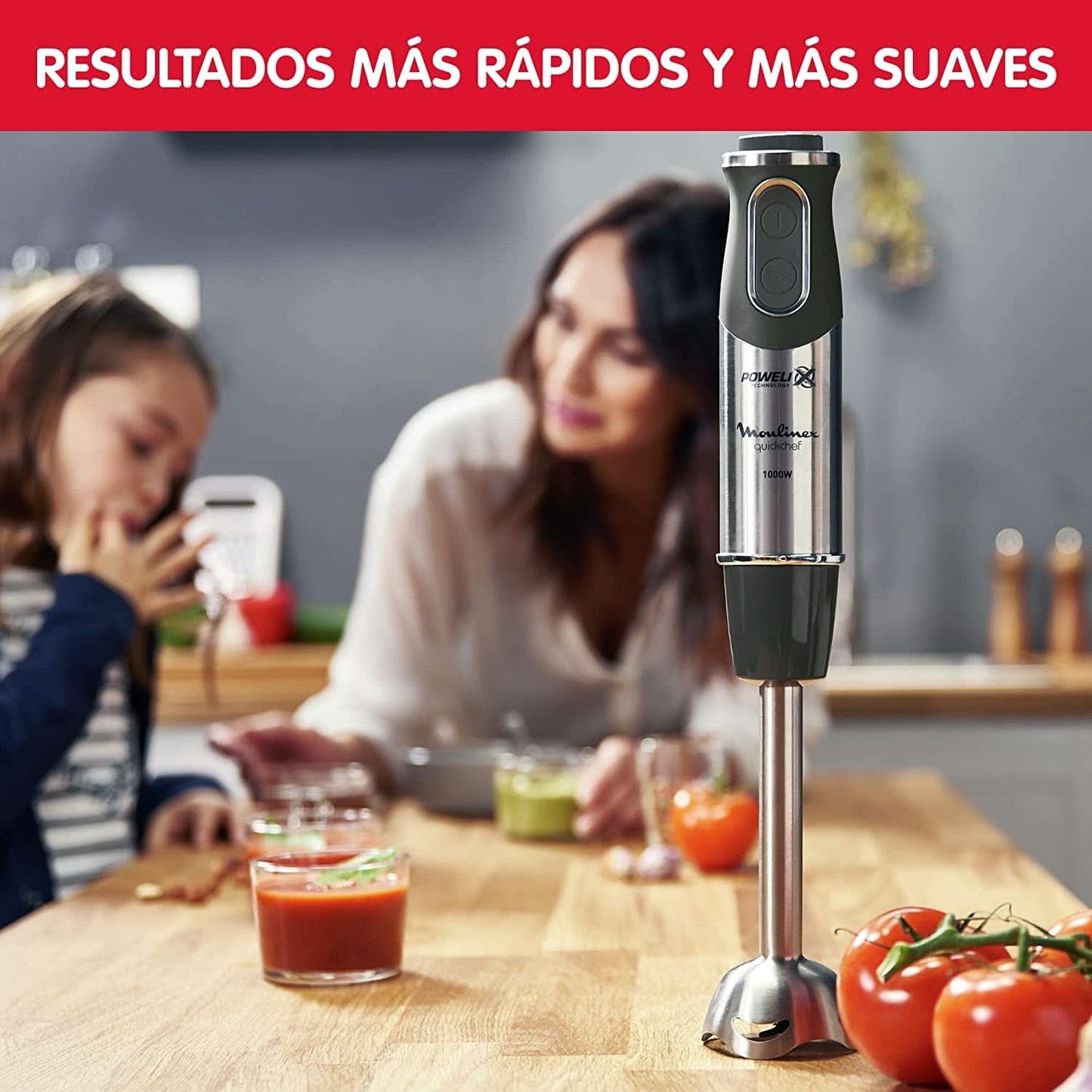 DD6558 DD655810 Quickchef 3-In-1 Tauchmixer, Powelix-Technologie, 3 Zubehörteile, Edelstahl, Stahl/Schwarz Bucatarie Naty Shop