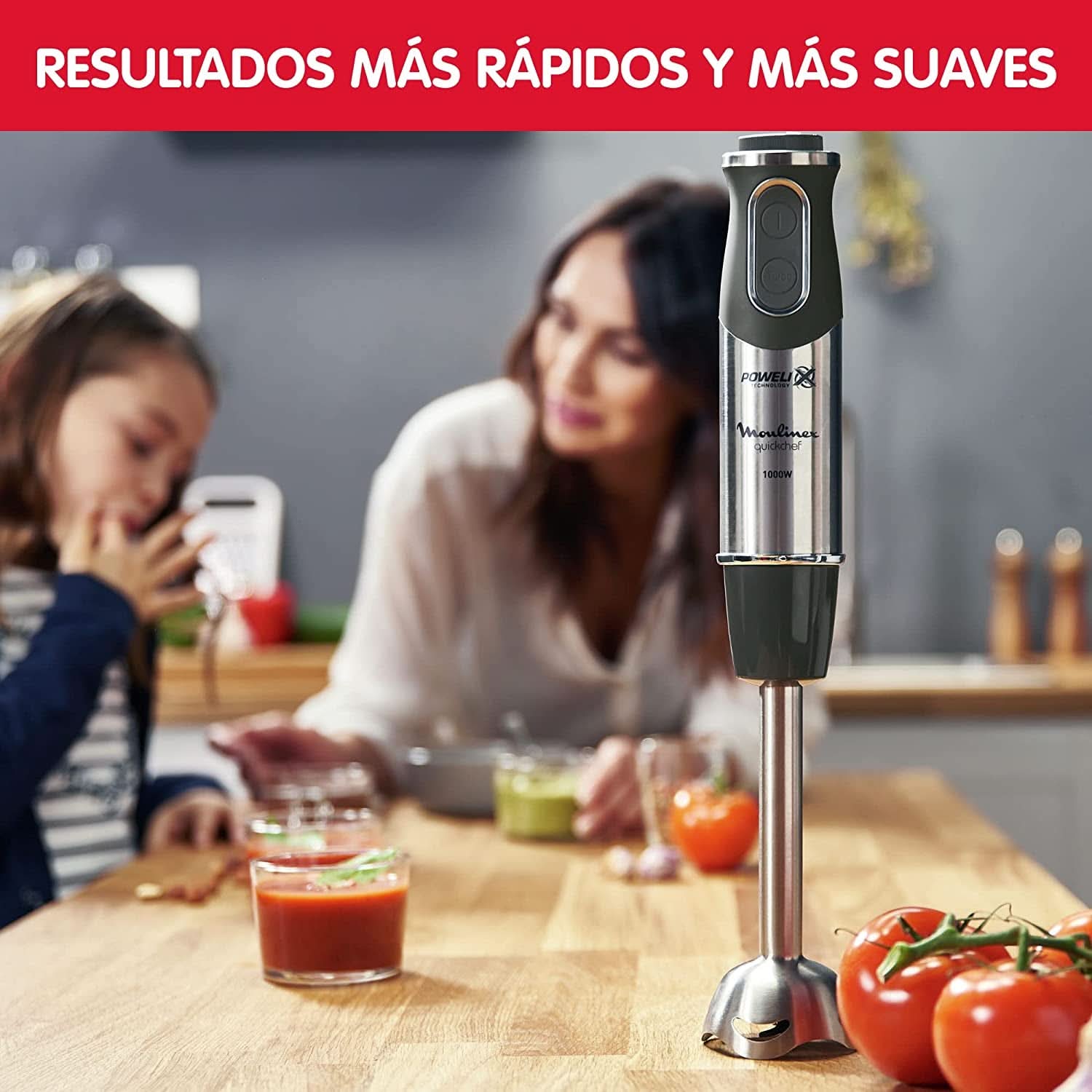DD6558 DD655810 Quickchef 3-In-1 Tauchmixer, Powelix-Technologie, 3 Zubehörteile, Edelstahl, Stahl/Schwarz Bucatarie Naty Shop