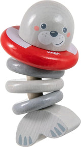 HABA 306691 - Zornăitor figură sigiliu, jucărie de prindere de la 6 luni, Made in Germany, gri Jucarii Bebe Naty Shop