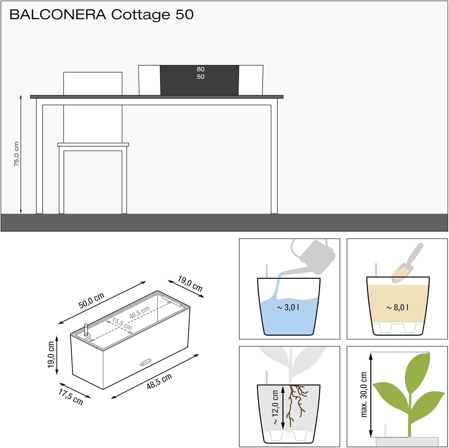 LECHUZA BALCONERA Cabană 50 alb 15600