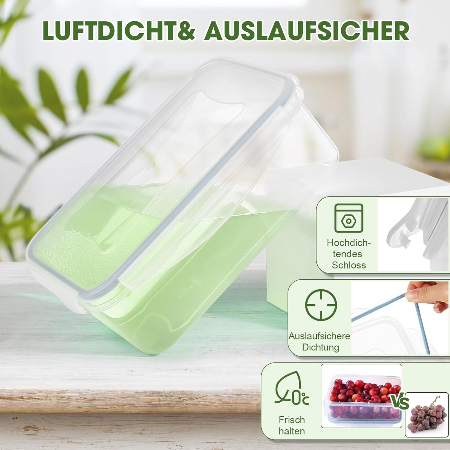 YASHE borcan de depozitare a alimentelor cu capac, set borcan de depozitare din plastic din 12 piese, fără BPA, 100% etanș, stivuibil, transparent Cutii depozitare alimente Naty Shop