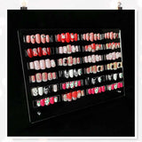 Panou din sticlă acrilică pentru prezentarea unghiilor cu benzi de afișare și nano-adeziv, expoziție de vârfuri de unghii, card transparent de culori pentru nail art, afișaj nail art, afișaj pentru exerciții de unghii (transparent)