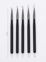 Nagelkunst-Pinsel, 5 Stück, Nailart-Pinsel, Punktierstift-Werkzeuge, Malkunst-Design-Pinsel-Set Für Lange Linien, Dünne Details, Feine Zeichnungsgrößen 7/9/11/15/22 Mm, Schwarz