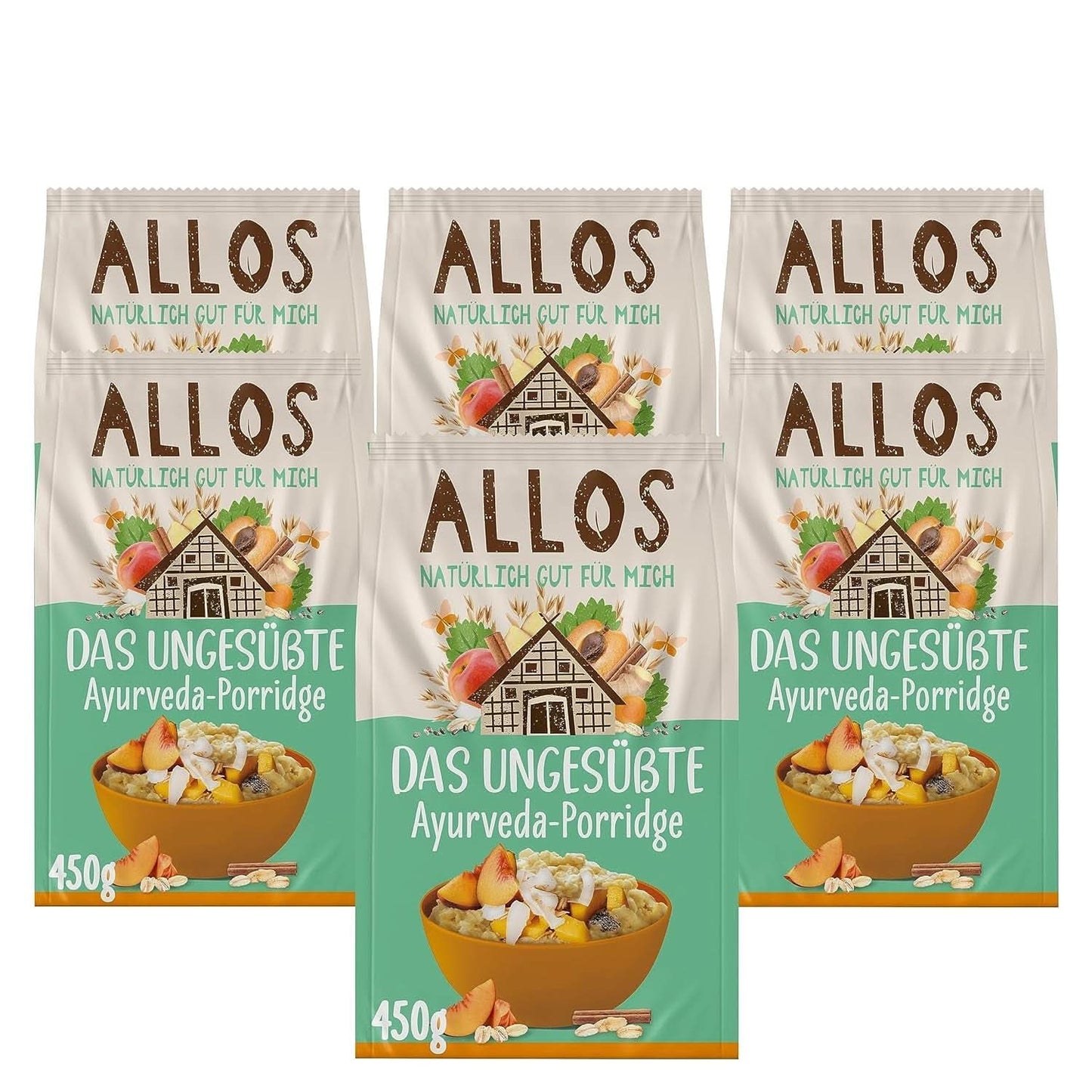 Allos Porridge de smochine și zmeură neîndulcit, Set 6 x 500 grame Cereale Naty Shop Terci Ayurveda