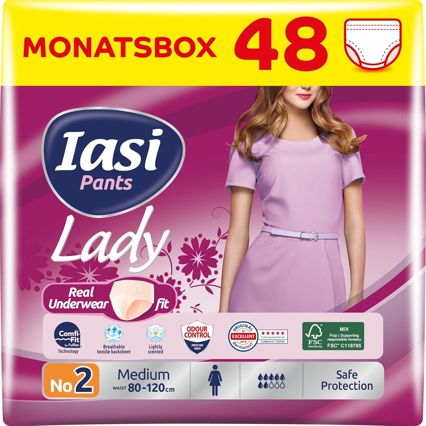 Pantaloni LADY, 48 de pantaloni de incontinență urinară de unică folosință, absorbție Plus, mărimea S pentru femei, 48 de bucăți
