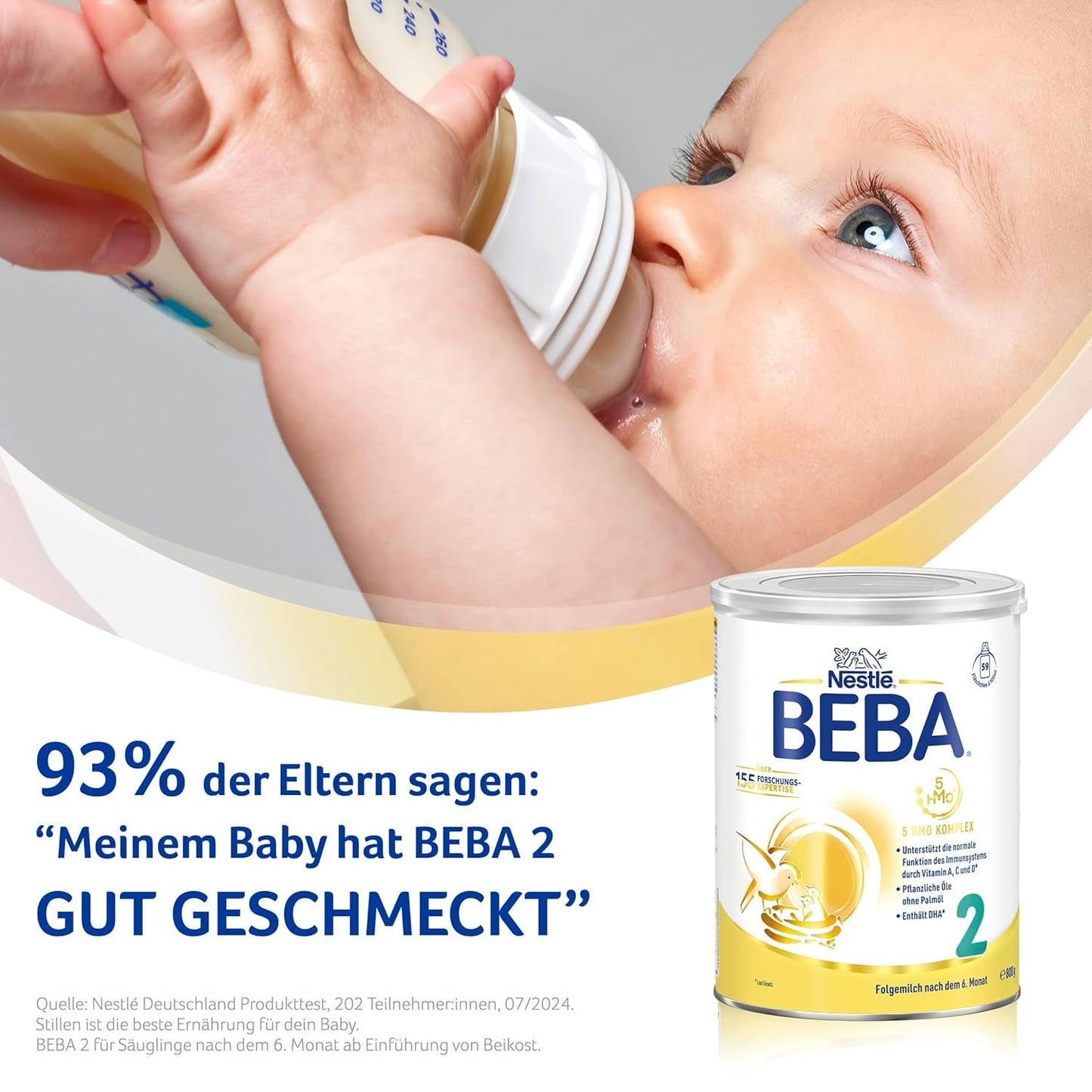 BEBA 2 - Lapte de continuare după 6 luni, cu complex 5 HMO, conținut proteic adecvat vârstei, fără lactoză, fără ulei de palmier, fără ulei de pește, hrană pentru bebeluși, lapte praf pentru bebeluși, pachet de 3 (3 x 800g)