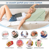 Pernă cu pană INFANZIA pentru pat, pernă de colț, pernă triunghiulară, pliabilă, fabricată din spumă cu memorie, pentru apnee în somn, reflux acid, ridicarea picioarelor, citit, verde
