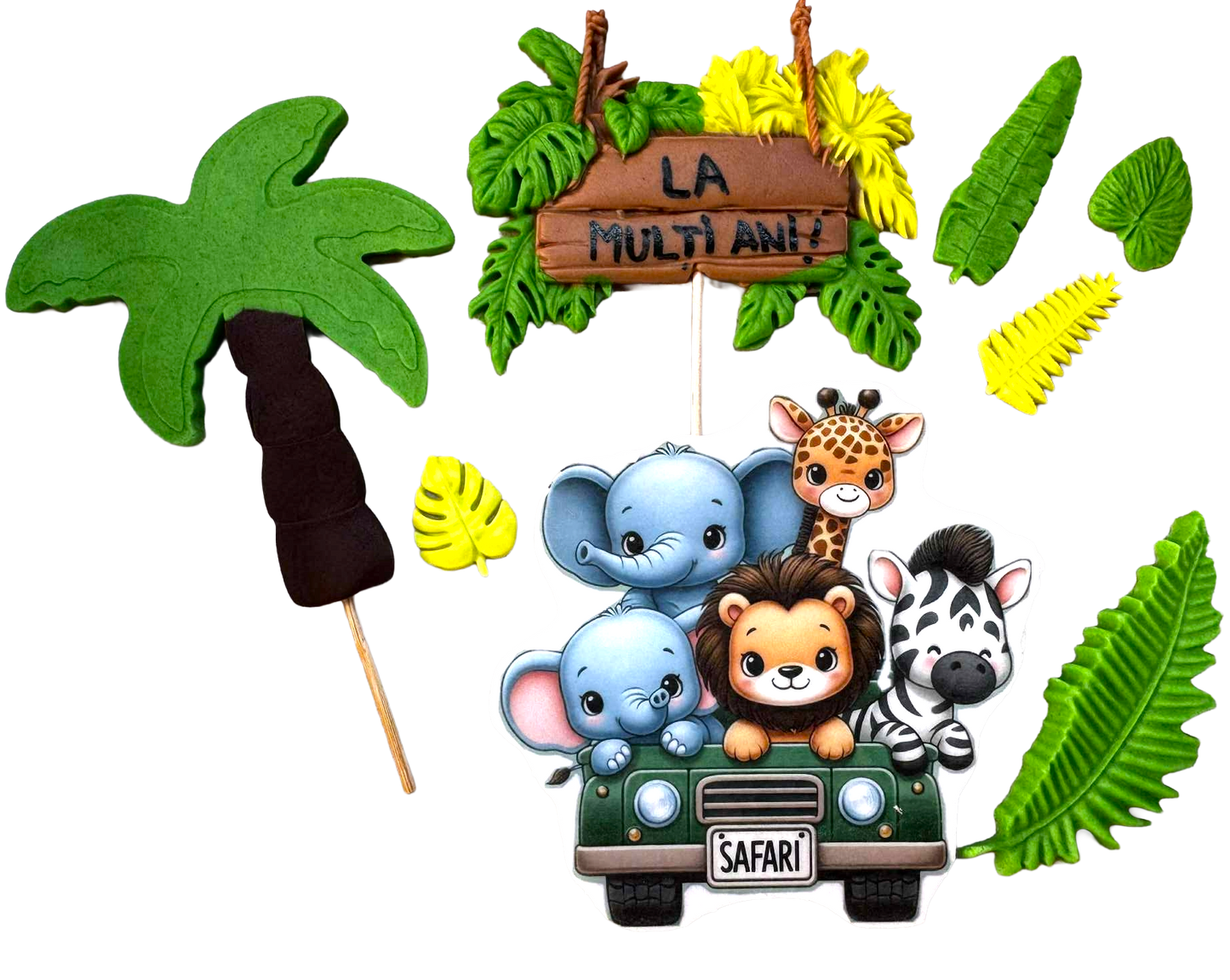 Safari Set 8 Decoratiuni Comestibile - Figurine Din Pasta De Zahar Pentru Deserturi