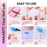 Suport acrilic pentru unghii Makartt, suport pentru unghii magnetic, suport pentru unghii, suport pentru unghii roz transparent, cu 48 de chit adeziv
