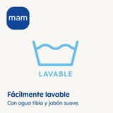 Suzetă MAM, adaptabilă la toate tipurile de suzete, inele de dentiție și jucării, lungime reglabilă, inclusiv husă pentru tetină, lavabilă, albastră, 1 bucată