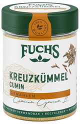 Fuchs Gewürze - Kreuzümmel gemahlen - zum Würzen von Couscous, Hummus und Falafel - natürliche Zutaten - 50 g in wiederverwendbarer, recyclebarer Dose