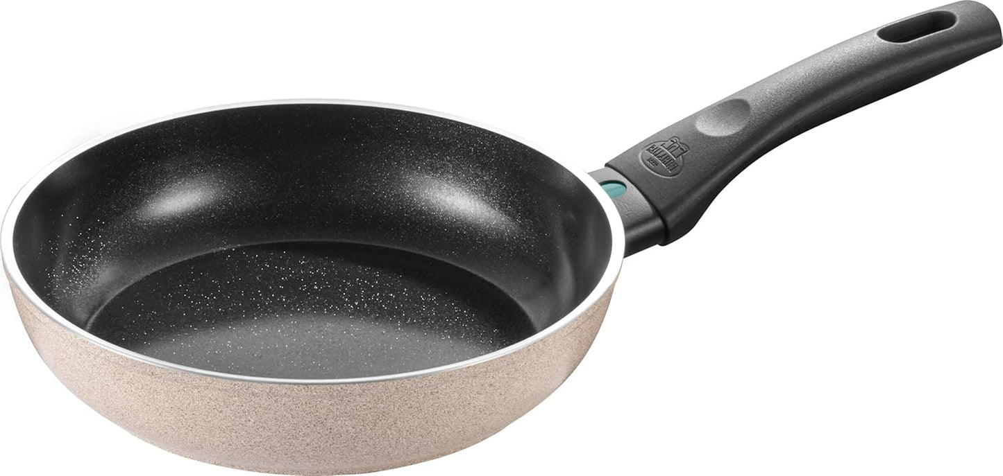 Tigaie Ledro, 24 cm, aluminiu, potrivită pentru inducție, strat ceramic antiaderent, Thermopoint, Made in Italy, bej Oale si Tigai Naty Shop 20 Cm
