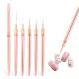 Nail Art Liner-Pinsel 5-Teiliges Gel-Nagellack-Malerei-Nagel-Punkt-Zeichnungs-Werkzeug Für Lange Linien Kunst-Design-Stift-Set Metallgriff Nail-Art-Design-Pinsel Für Frauen