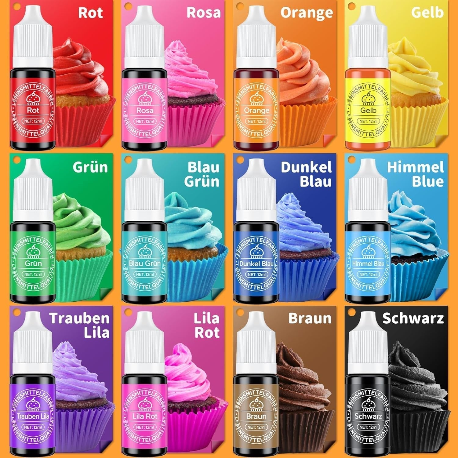 Set coloranti alimentari lichizi 12 x 12 ml Naty Shop
