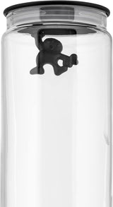 Borcan de bucătărie Alessi "Gianni" din sticlă cu capac sigilat, rășină termoplastică, negru, 27,5 x 13,5 x 28 cm Cutii depozitare alimente Naty Shop