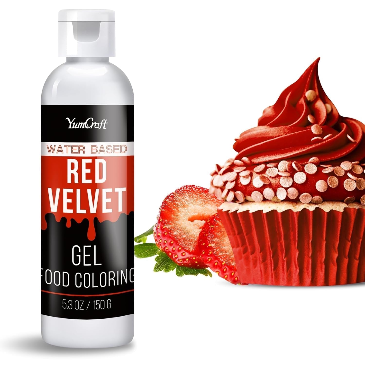 Colorant alimentar în gel - Colorant alimentar în gel foarte concentrat pentru prăjituri, copt, ouă de Paște, băuturi - Colorant alimentar fără zahăr pentru fondant, glazură, slime, decorarea torturilor (Red Velvet, 150G)