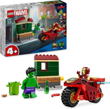 LEGO Marvel Iron Man cu bicicletă și Hulk, jucărie de construit supereroi pentru copii, set de colecționat cu bicicletă și minifigurine, cadou pentru fete și băieți de la 4 ani 76287 Seturi de constructie Besuche den LEGO-Store Titlu implicit