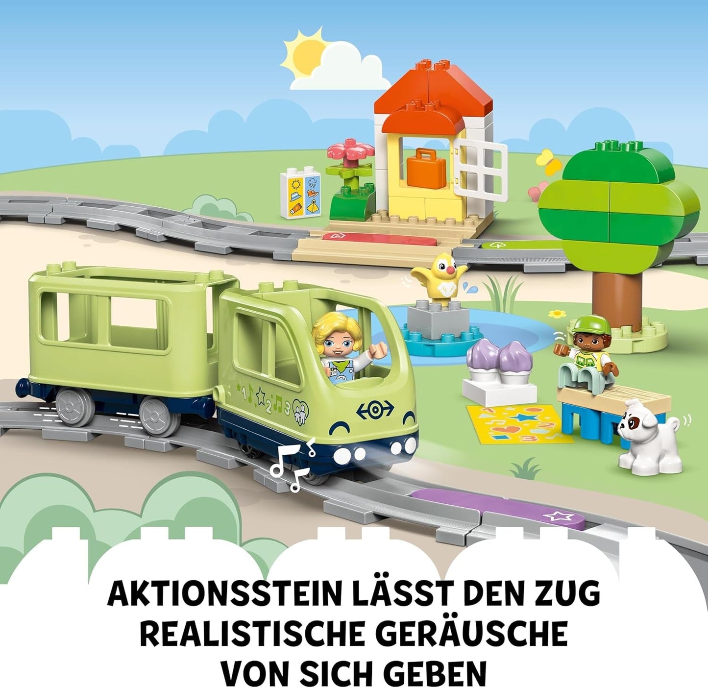 LEGO DUPLO Town Interactive Adventure Train, Playset cu lumini și sunete pentru jocuri de rol, permite copiilor de la 2 ani să construiască șine, jucărie educativă pentru preșcolari 10427 Seturi de constructie Besuche den LEGO-Store