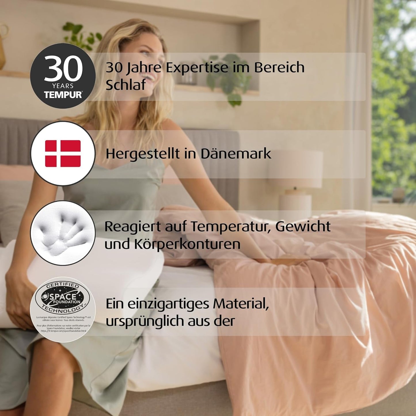Pernă de dormit TEMPUR Original din spumă cu memorie, pernă ergonomică cu suport pentru gât pentru persoanele care dorm pe o parte și pe spate, senzație fermă, Queen M (61 x 31 x 10/7), alb